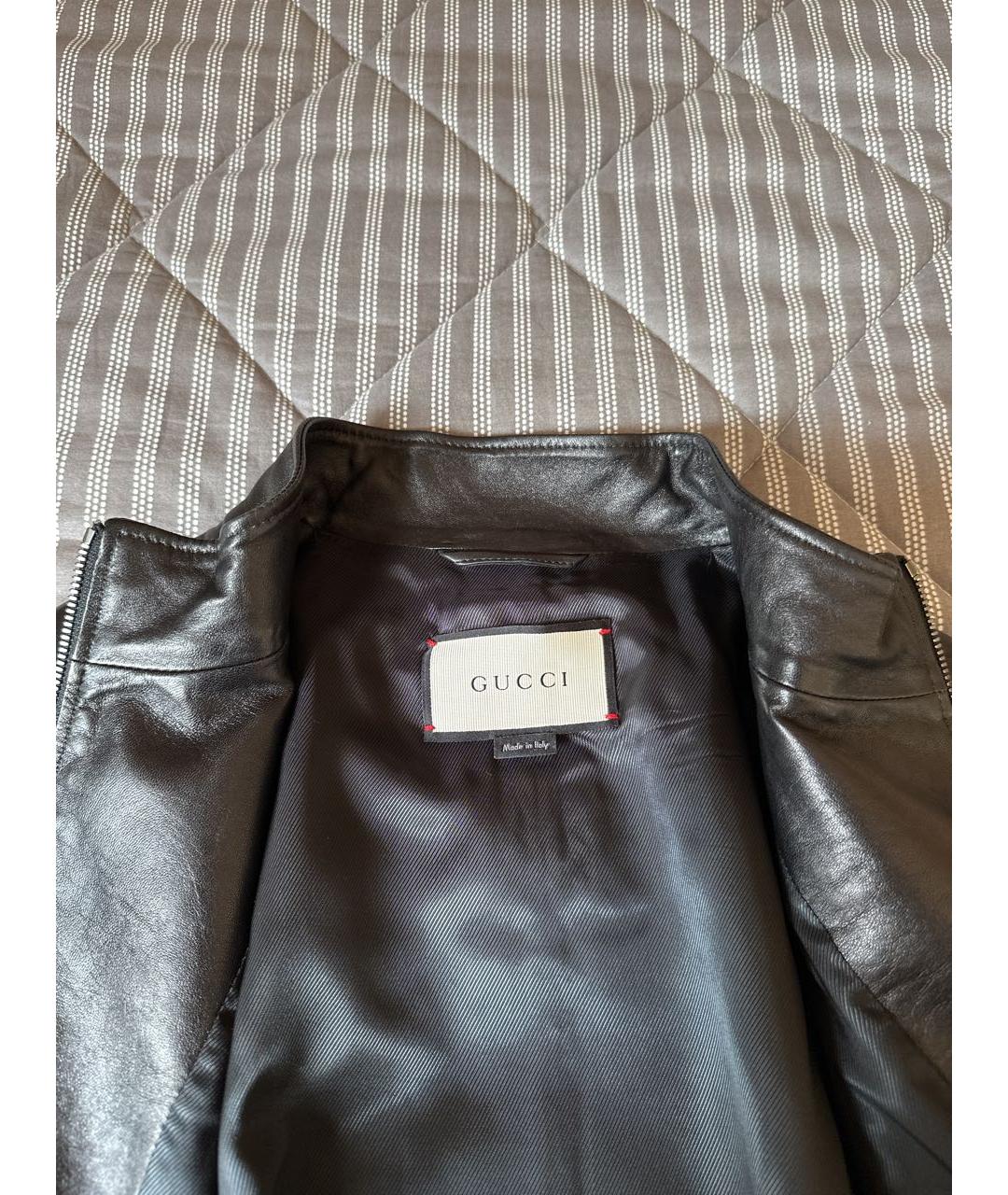 GUCCI Черная кожаная куртка, фото 3