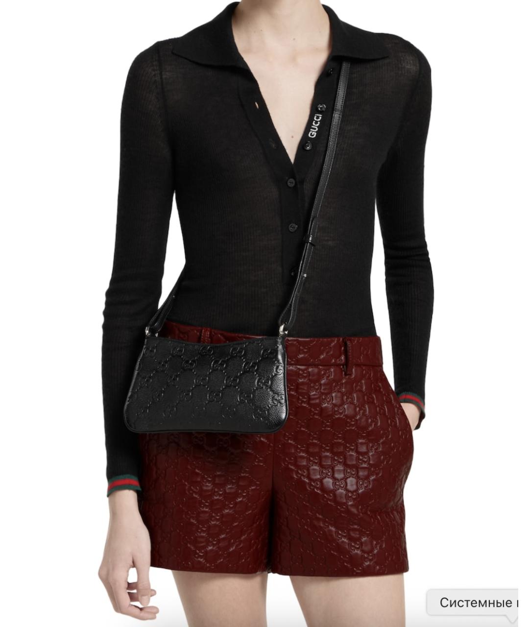 GUCCI Черная кожаная сумка через плечо, фото 4