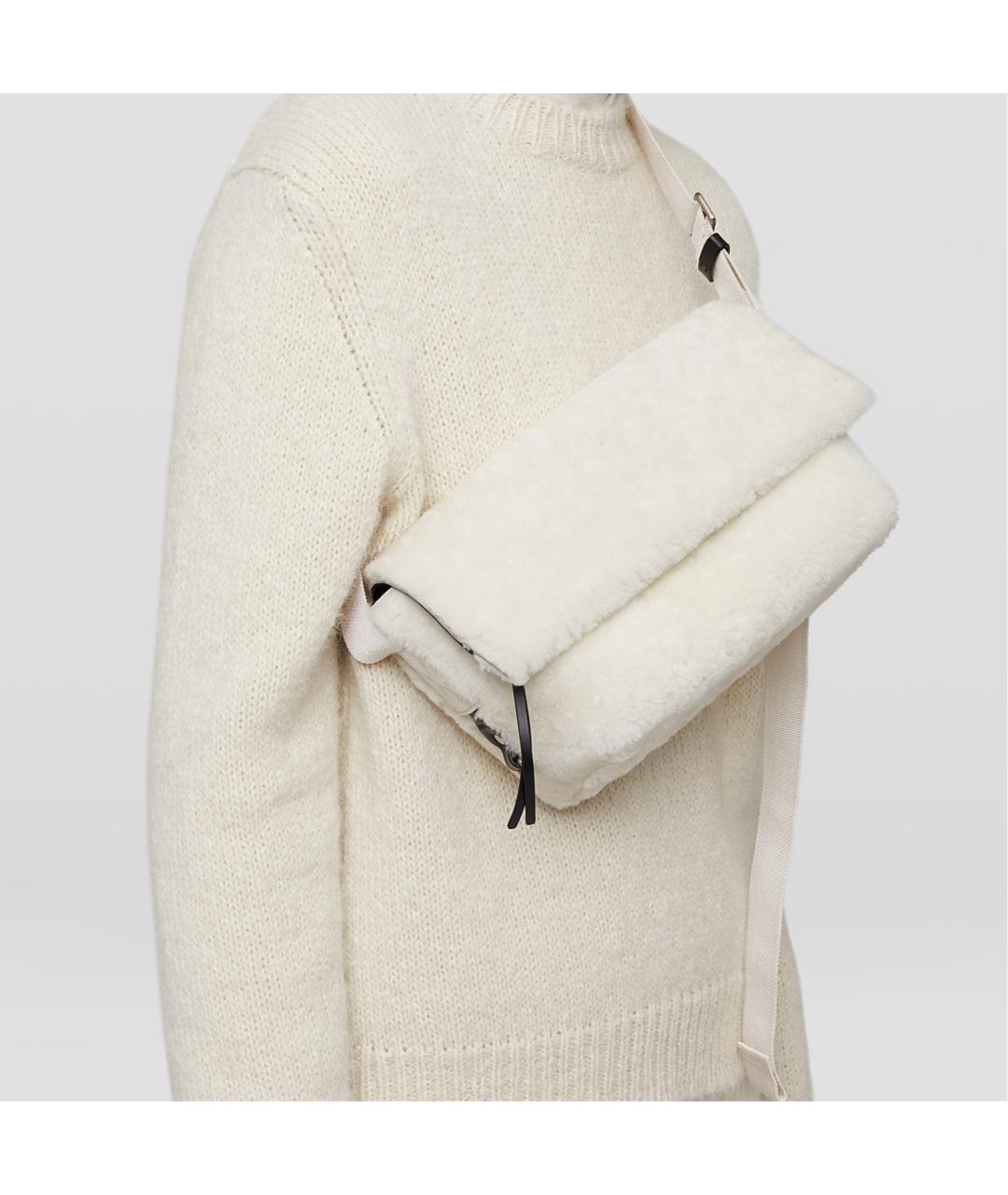JIL SANDER Белая шерстяная сумка через плечо, фото 4