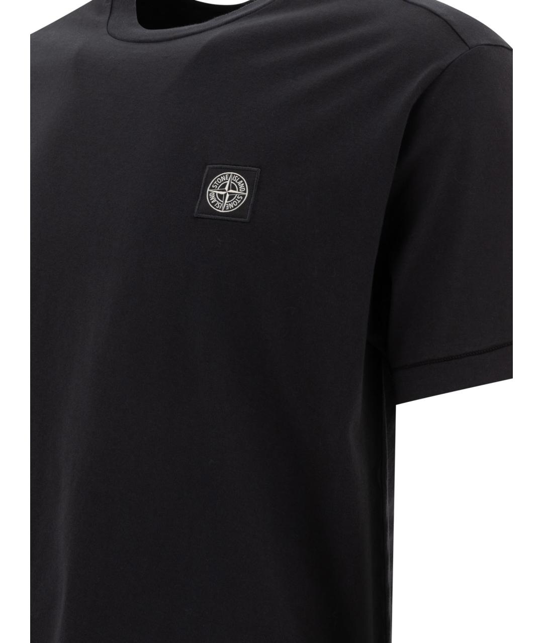 STONE ISLAND Черная хлопковая футболка, фото 3