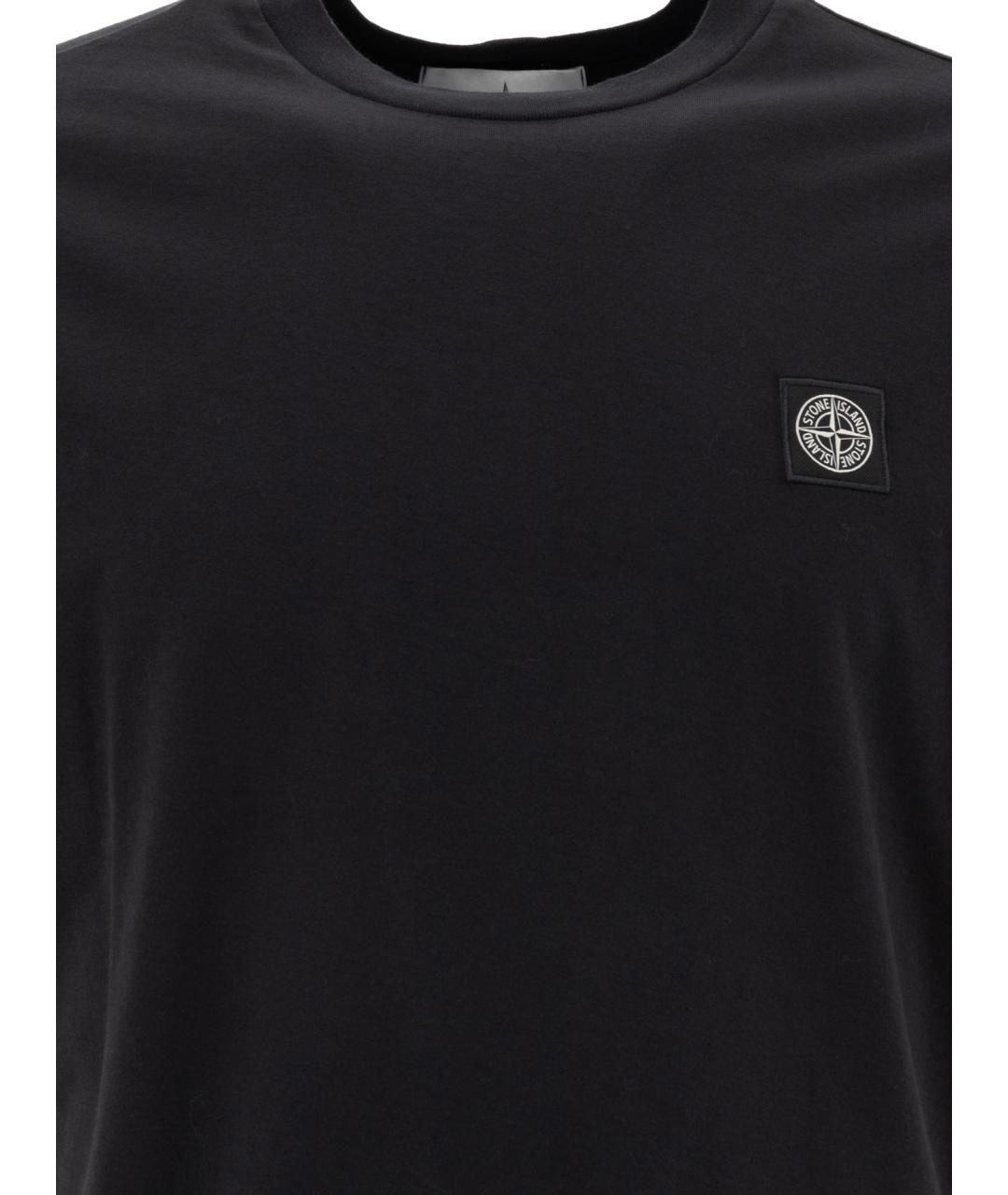 STONE ISLAND Черная хлопковая футболка, фото 2