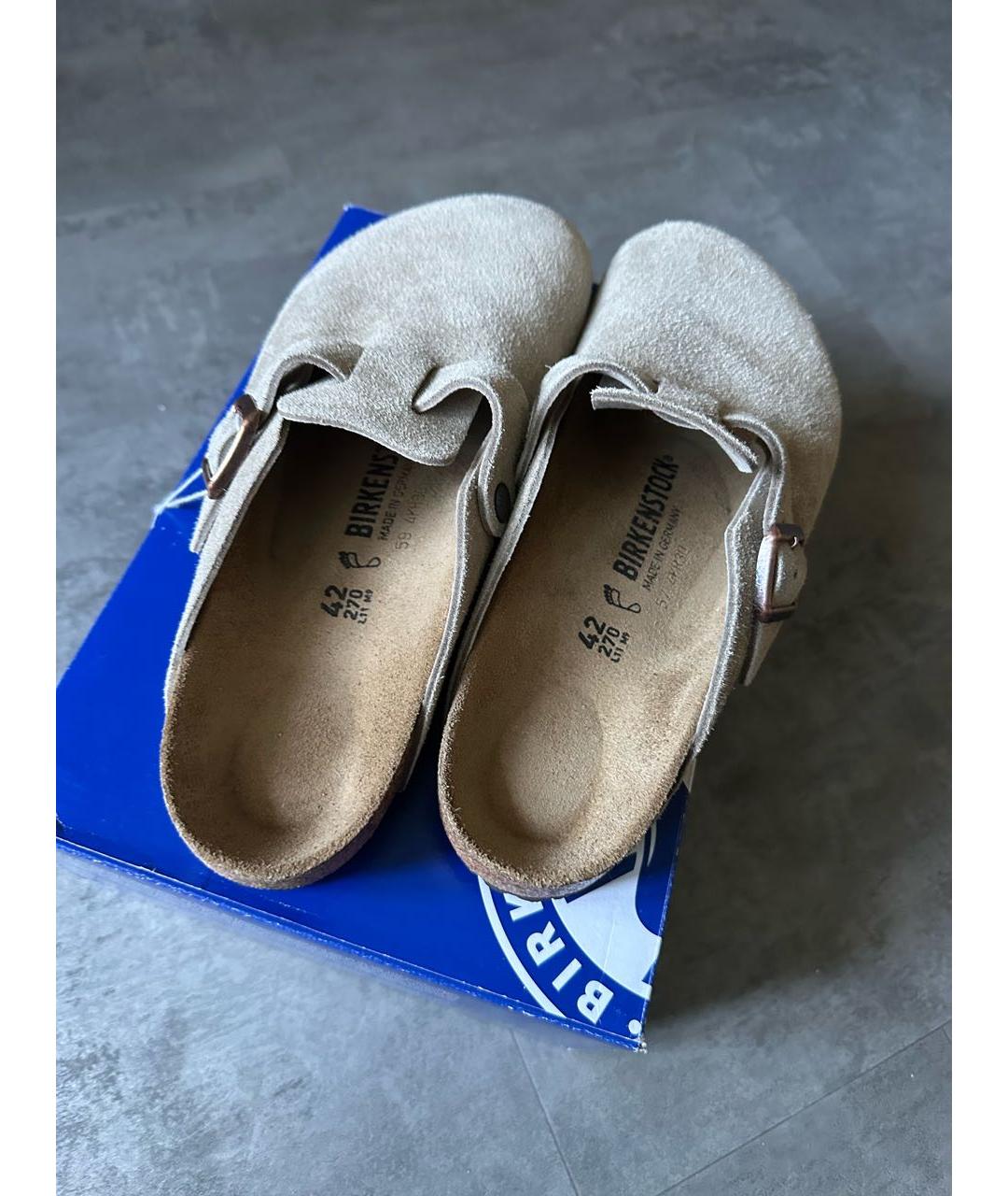 BIRKENSTOCK Бежевые замшевые сандалии, фото 7