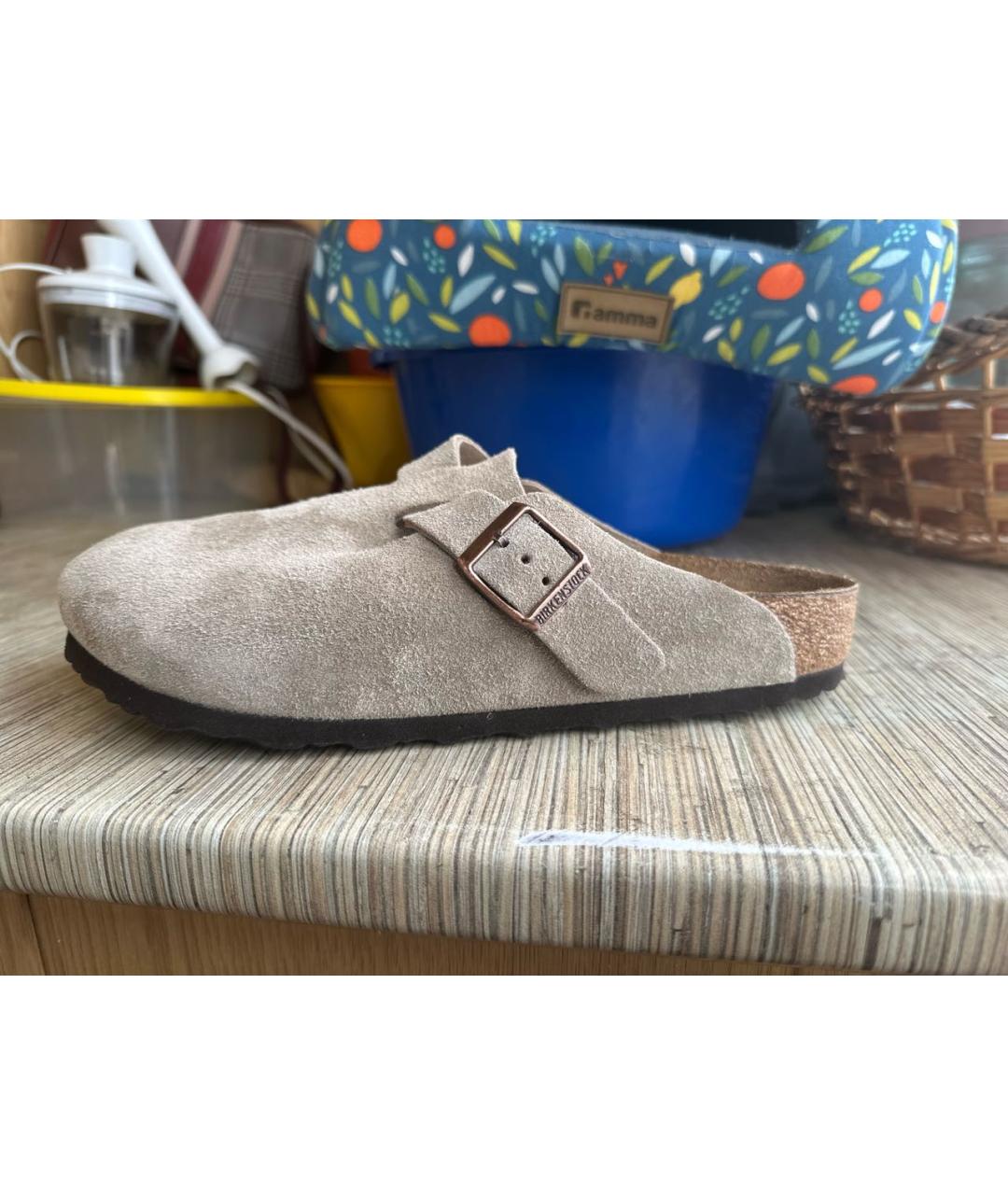 BIRKENSTOCK Бежевые замшевые сандалии, фото 8