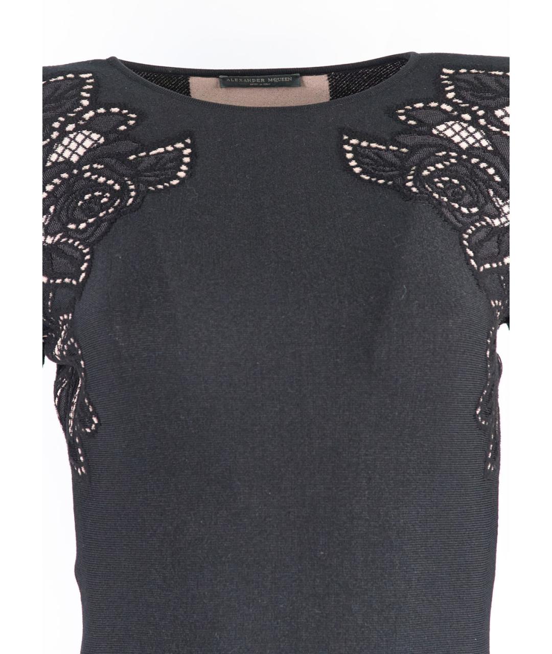 ALEXANDER MCQUEEN Черное шерстяное повседневное платье, фото 3