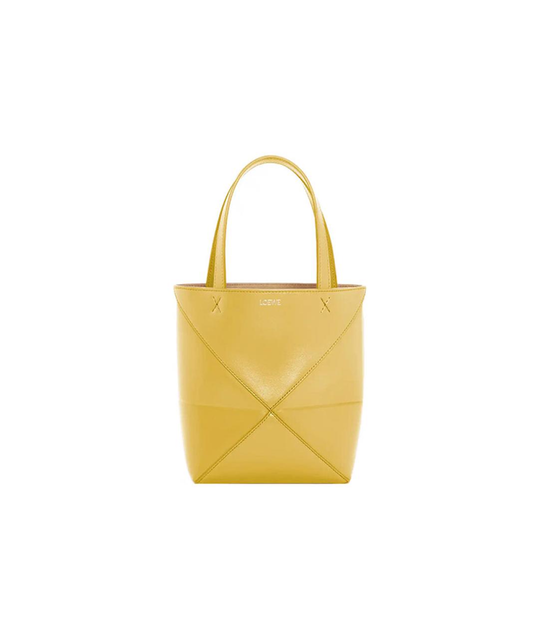 LOEWE Желтая кожаная сумка тоут, фото 1