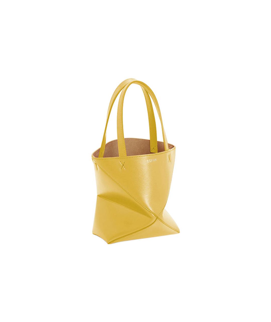 LOEWE Желтая кожаная сумка тоут, фото 3