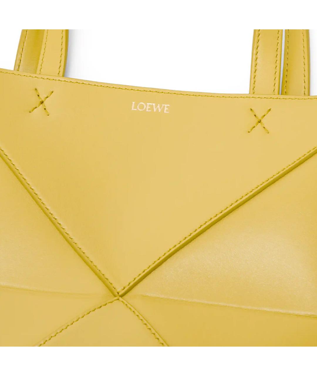 LOEWE Желтая кожаная сумка тоут, фото 8