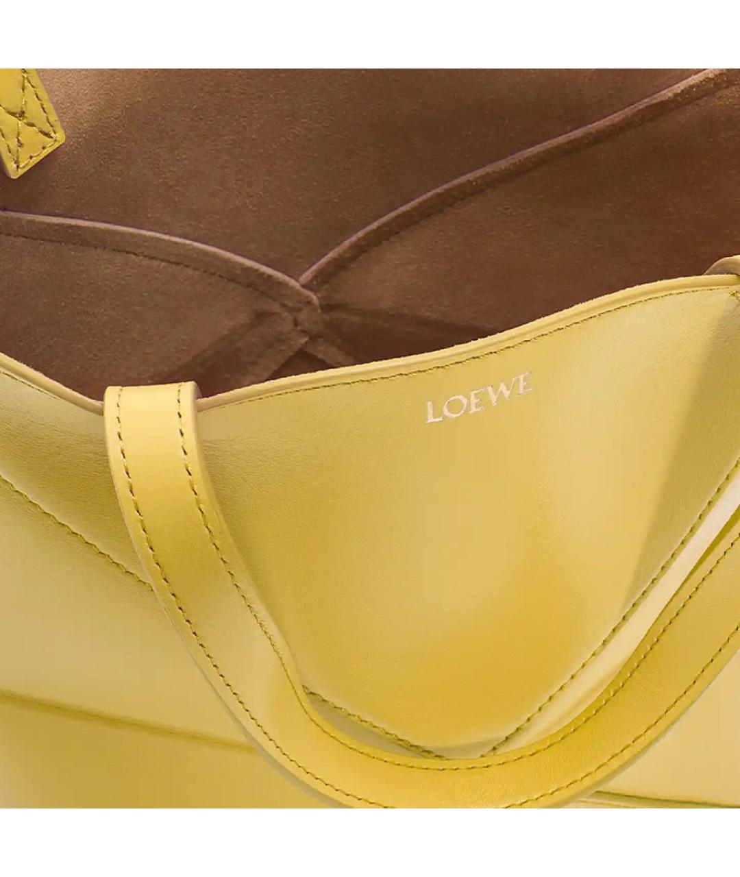 LOEWE Желтая кожаная сумка тоут, фото 7