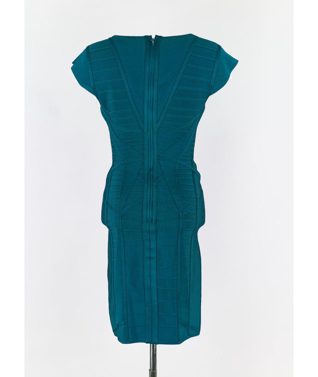 HERVE LEGER Зеленые вискозное повседневное платье, фото 5