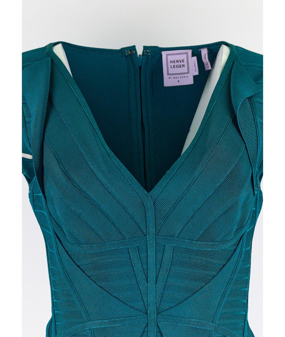 HERVE LEGER Зеленые вискозное повседневное платье, фото 3