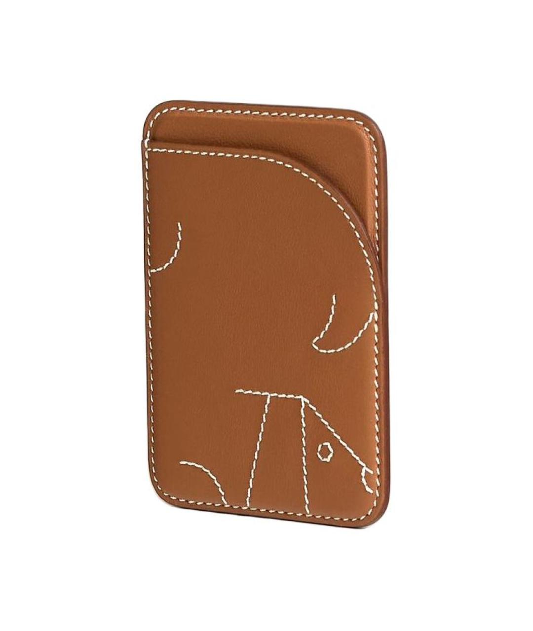 HERMES Коричневый кожаный кардхолдер, фото 2