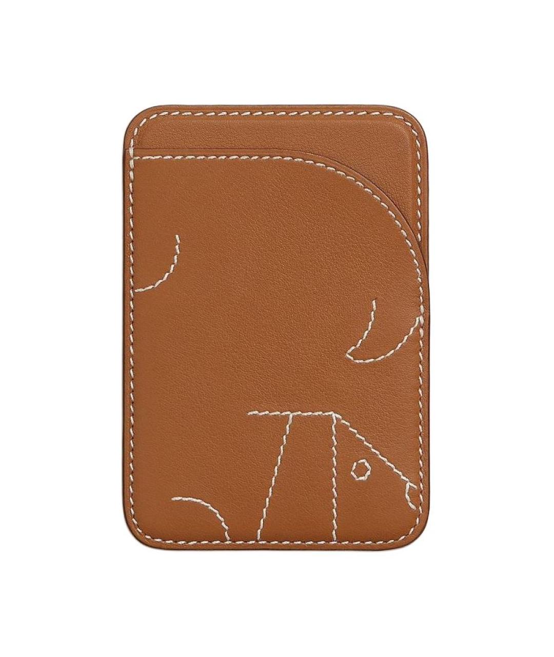 HERMES Коричневый кожаный кардхолдер, фото 1