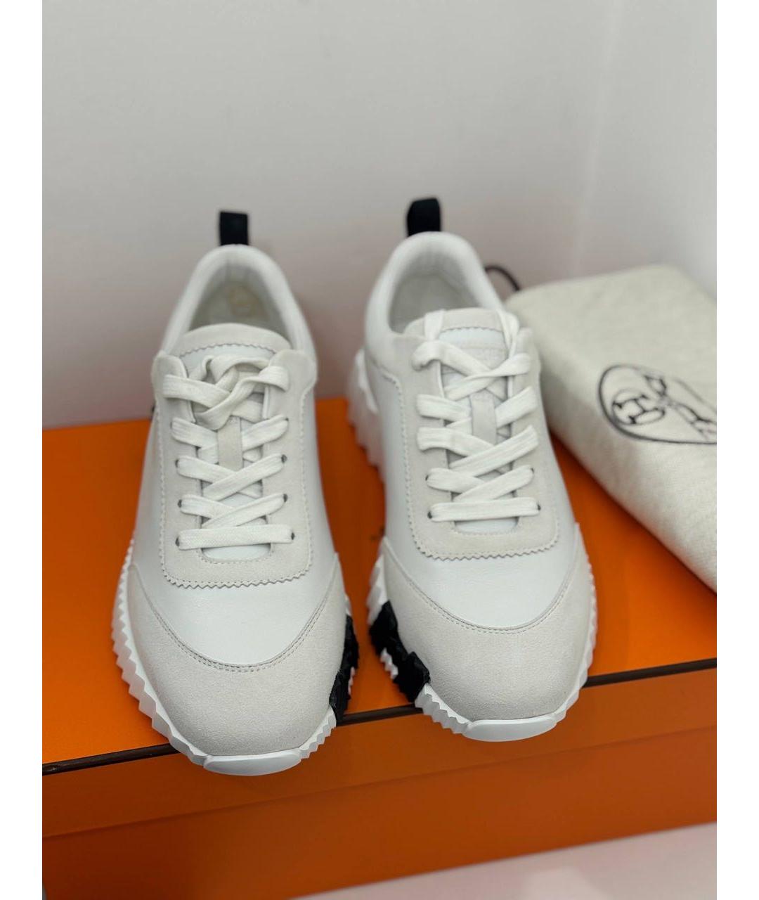 HERMES Белые кожаные кроссовки, фото 2