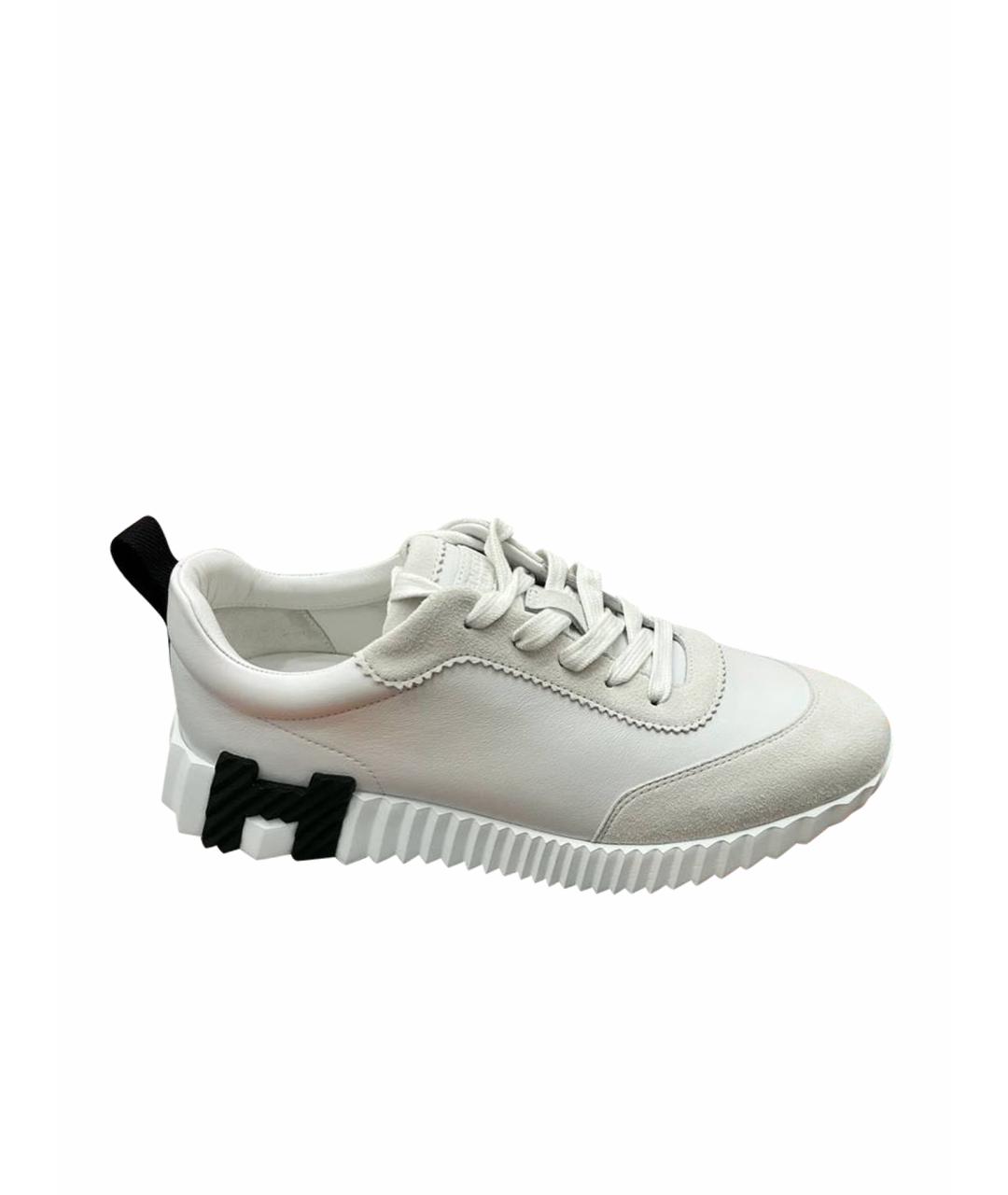 HERMES Белые кожаные кроссовки, фото 1