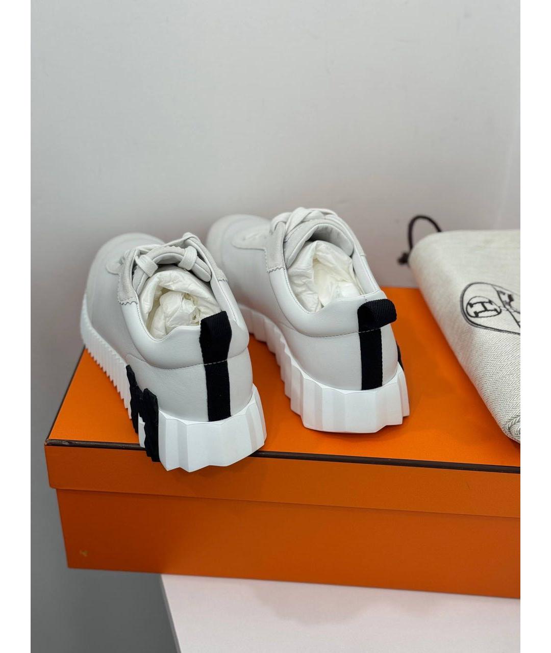 HERMES Белые кожаные кроссовки, фото 3