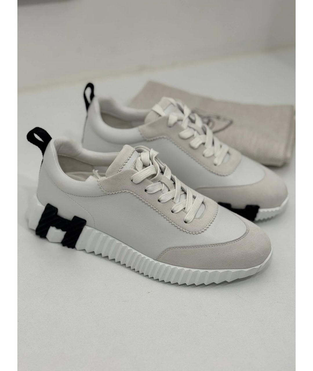 HERMES Белые кожаные кроссовки, фото 5