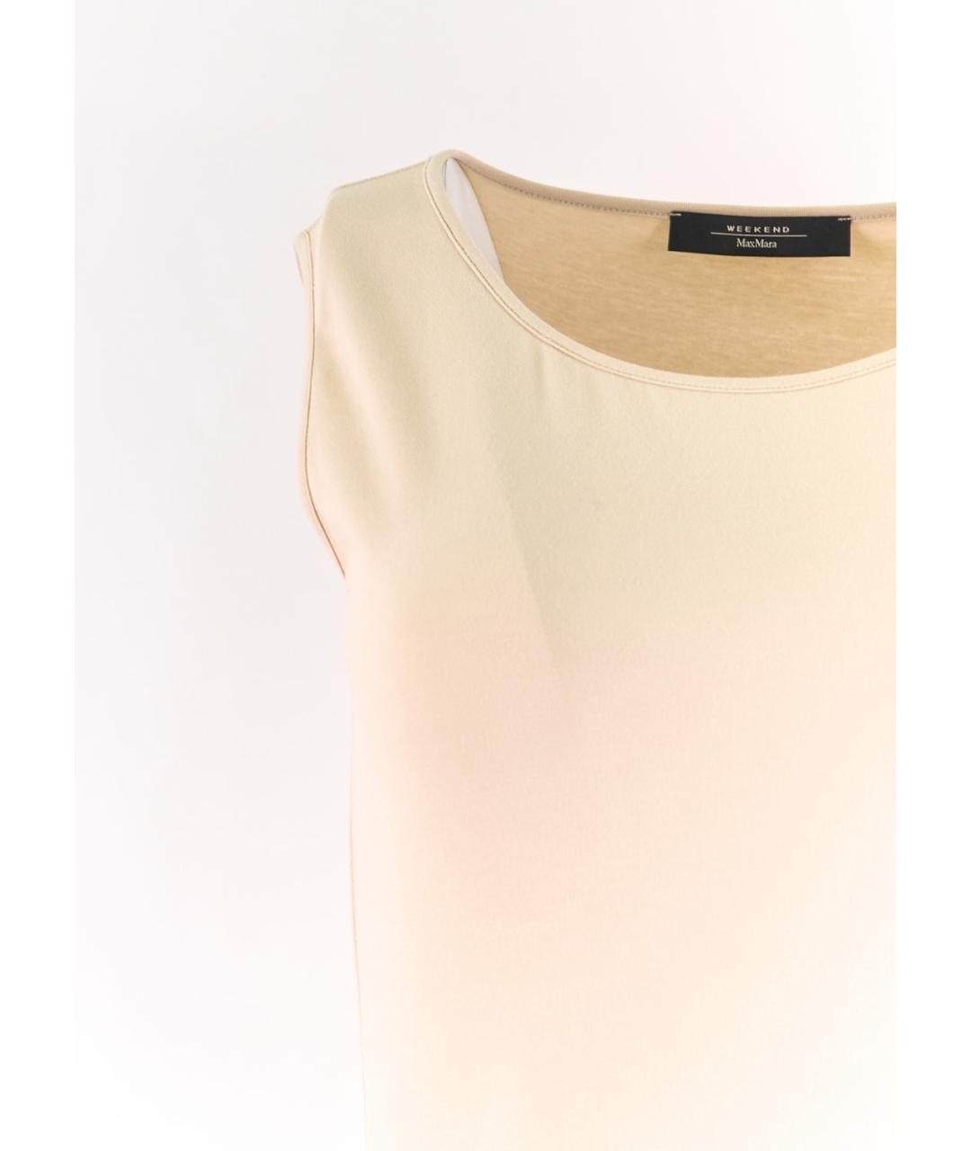 WEEKEND MAX MARA Бежевое хлопковое повседневное платье, фото 3