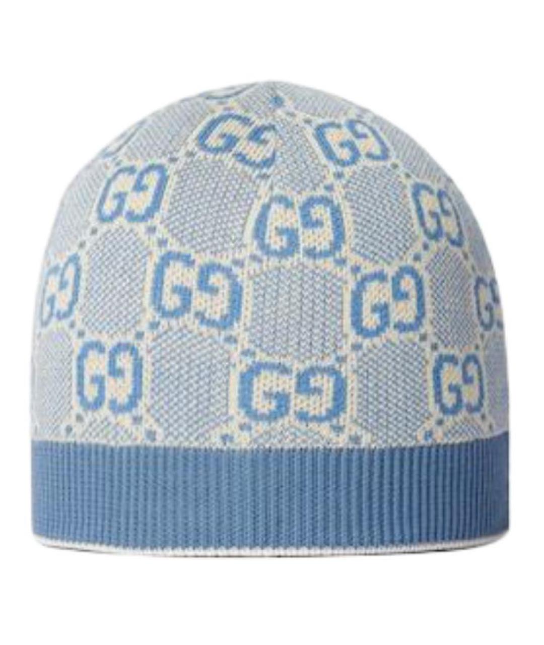 GUCCI Голубая хлопковая шапка, фото 2