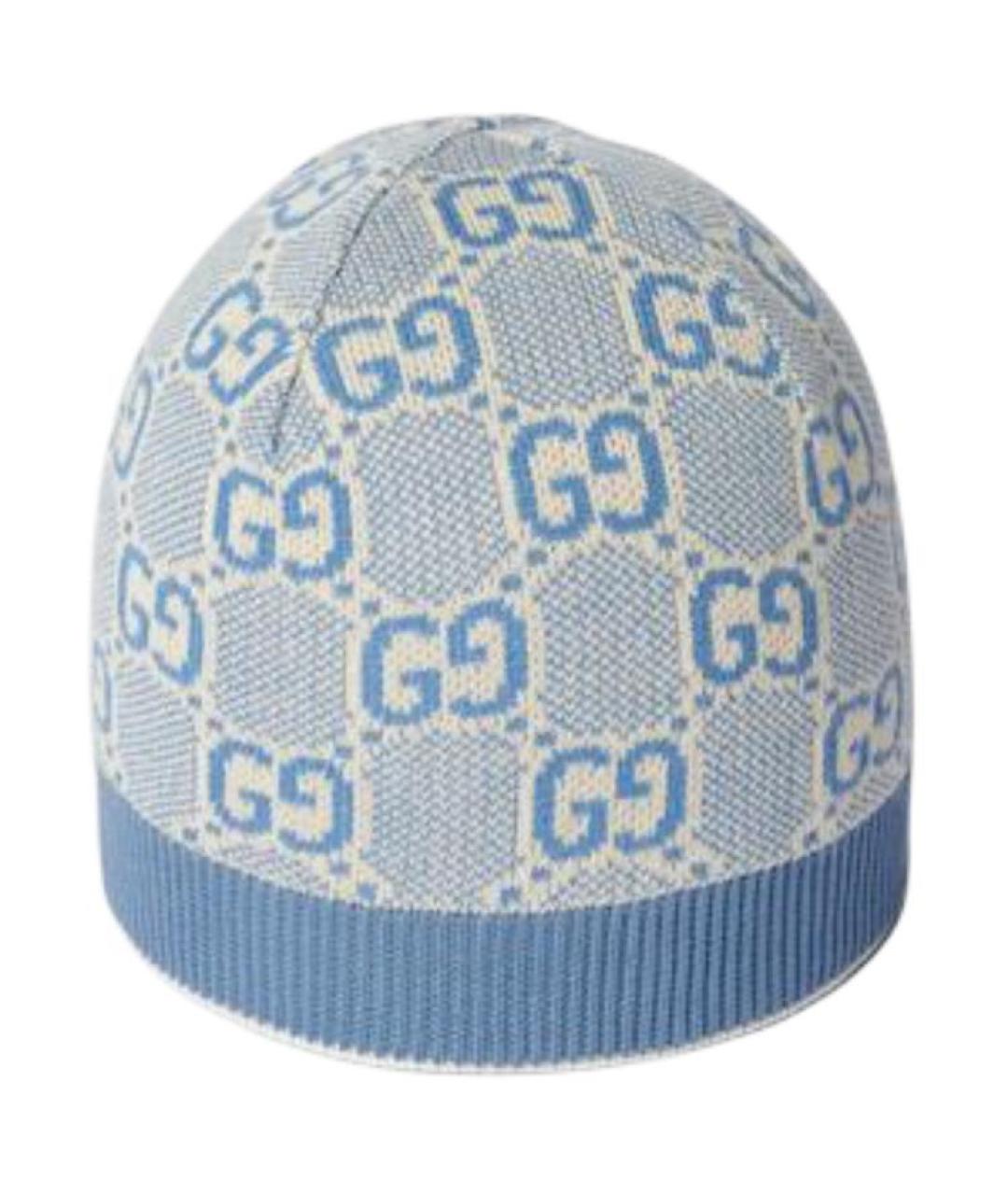 GUCCI Голубая хлопковая шапка, фото 1