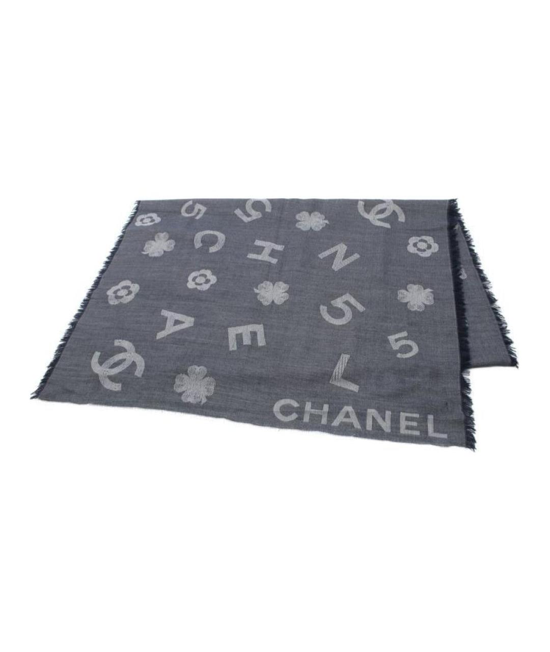 CHANEL Синий кашемировый шарф, фото 1