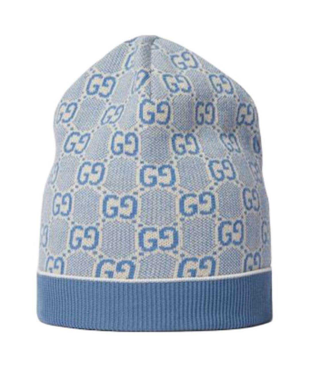 GUCCI Голубая хлопковая шапка, фото 2