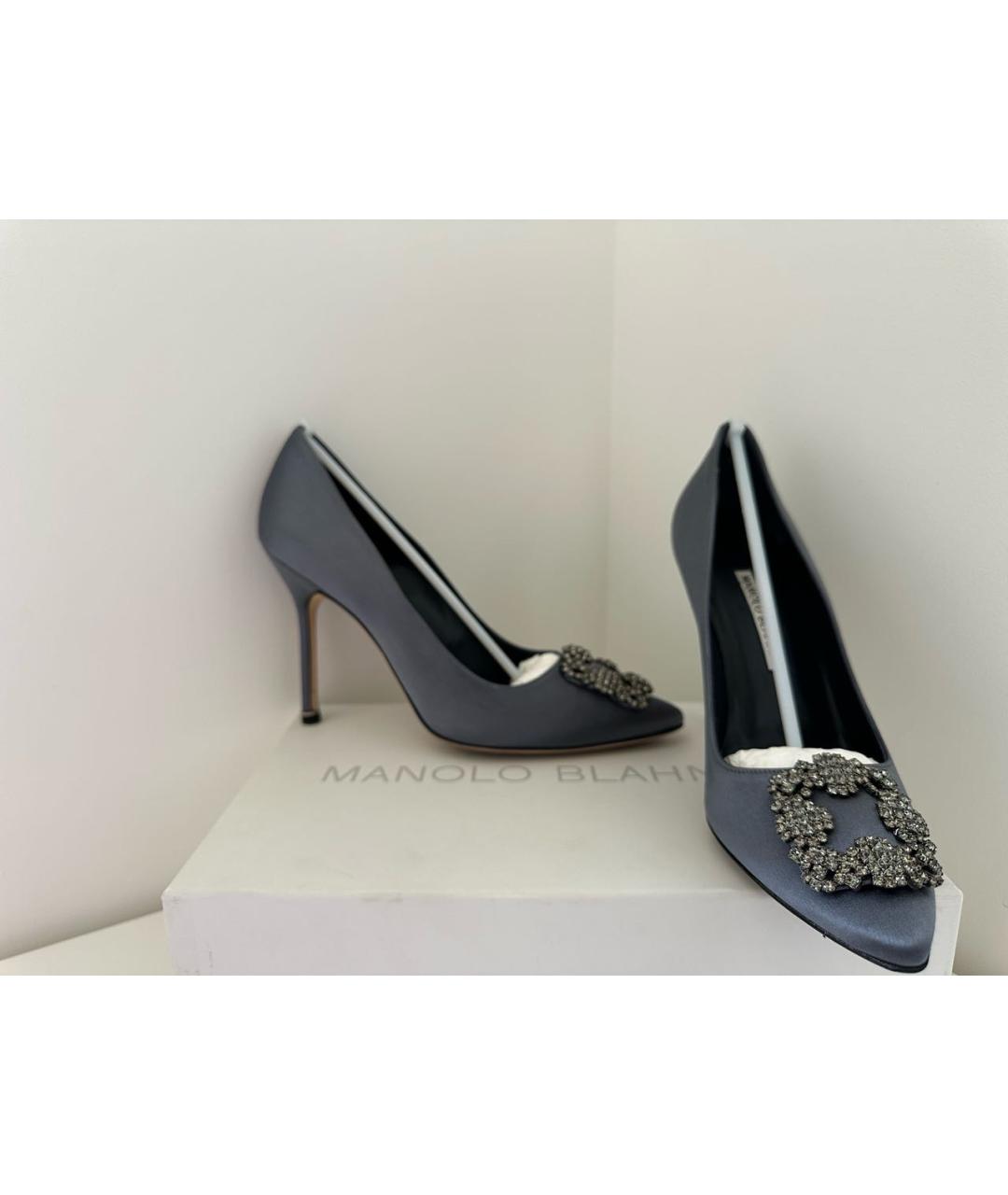 MANOLO BLAHNIK Серые текстильные туфли, фото 6