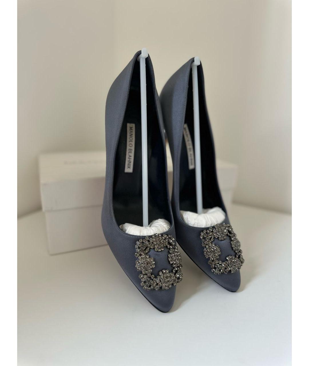 MANOLO BLAHNIK Серые текстильные туфли, фото 5