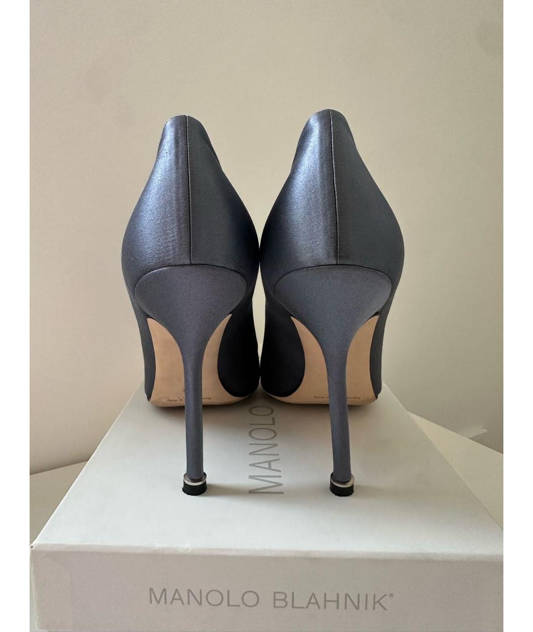 MANOLO BLAHNIK Серые текстильные туфли, фото 4