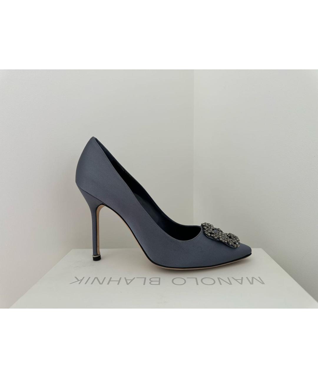MANOLO BLAHNIK Серые текстильные туфли, фото 8