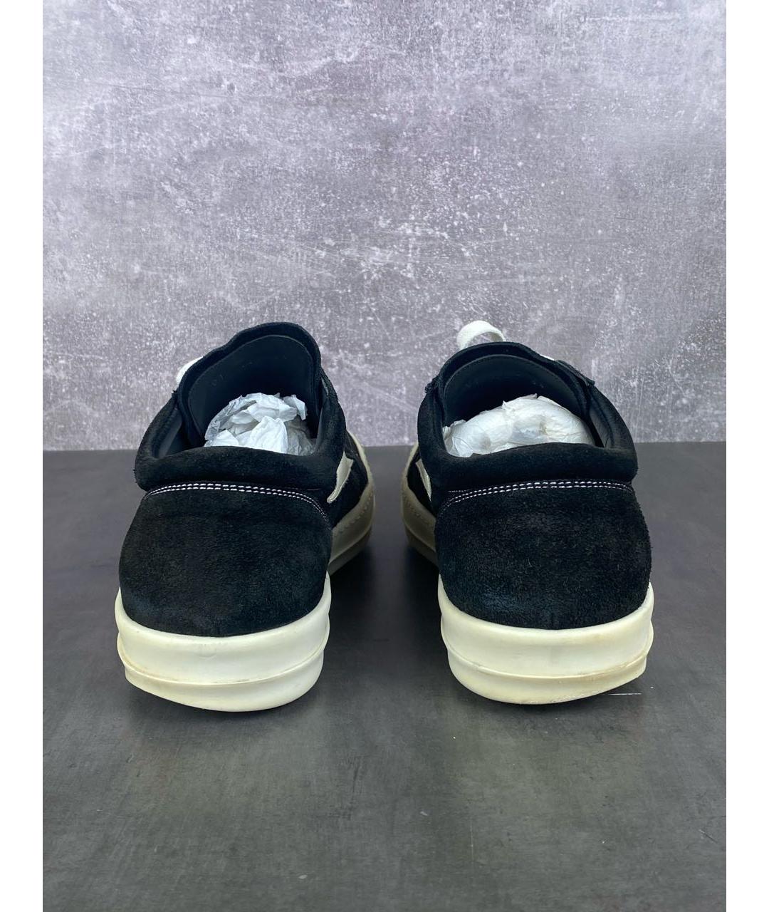 RICK OWENS Черные кожаные низкие кроссовки / кеды, фото 5