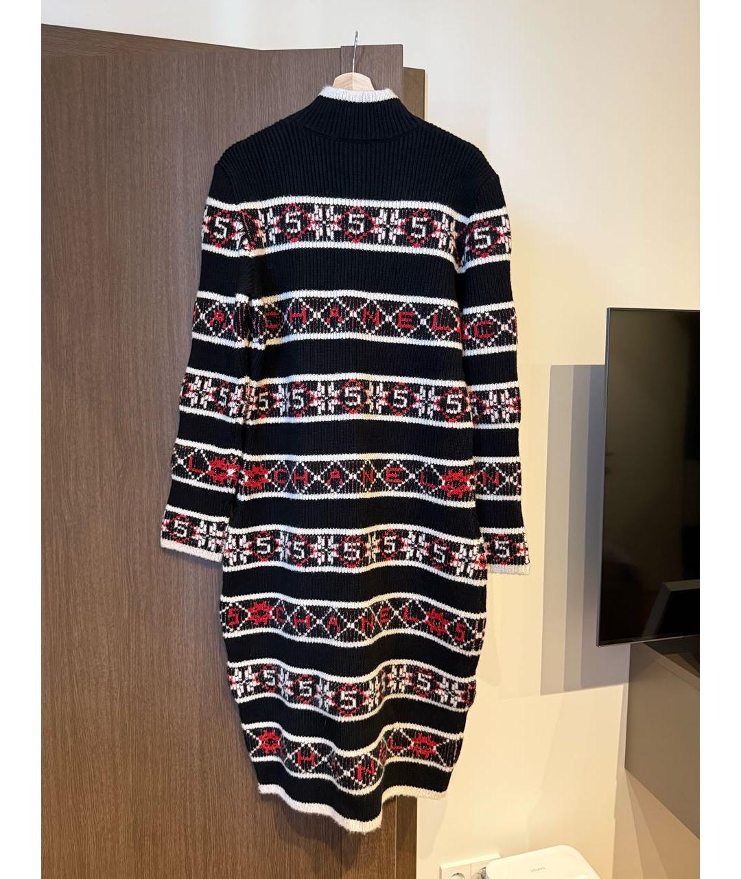 CHANEL Черное кашемировое повседневное платье, фото 2