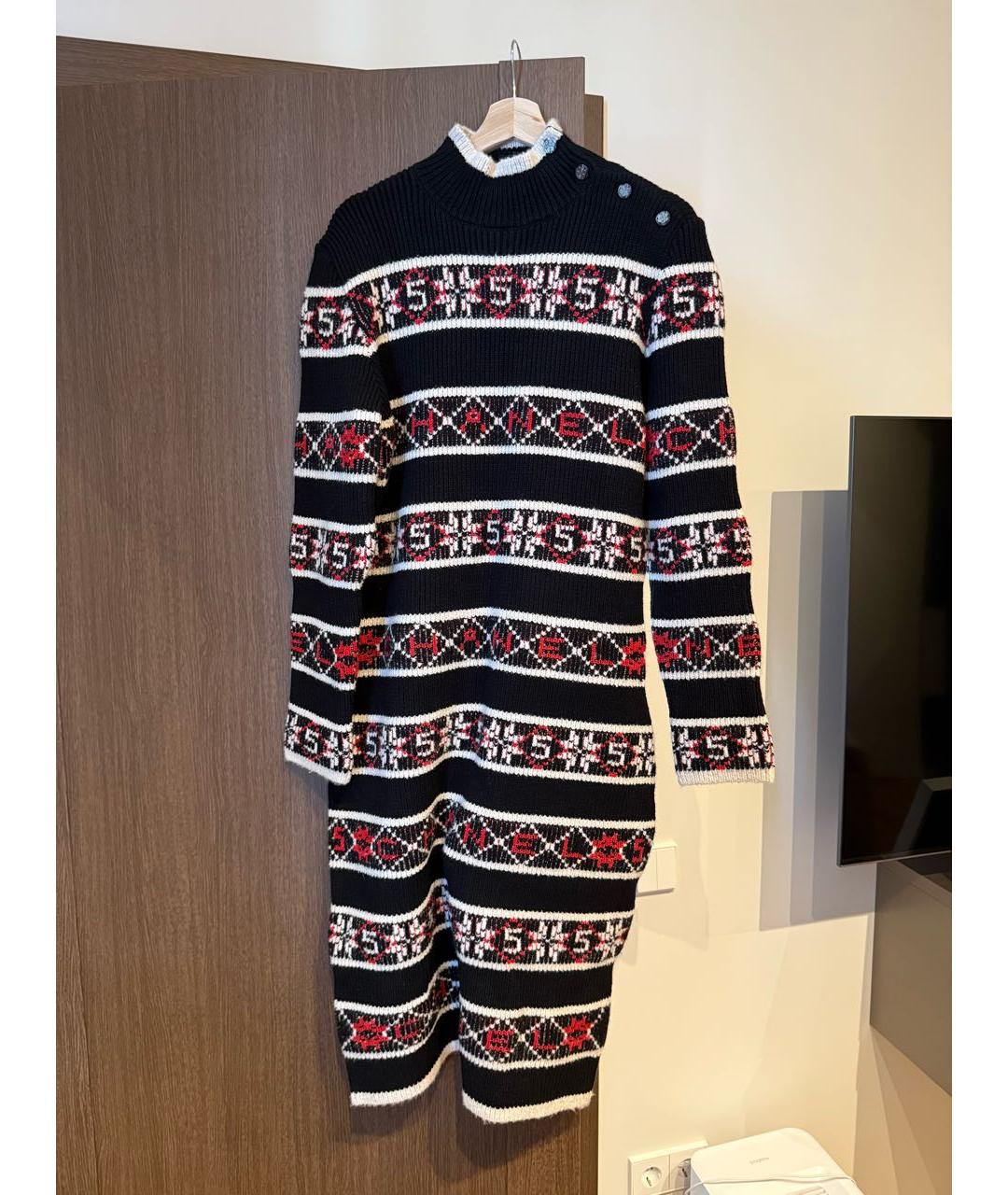 CHANEL Черное кашемировое повседневное платье, фото 4