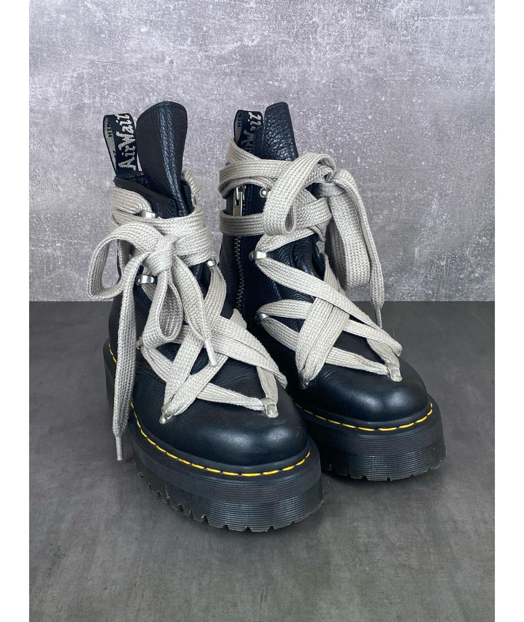 RICK OWENS Черные кожаные высокие ботинки, фото 2