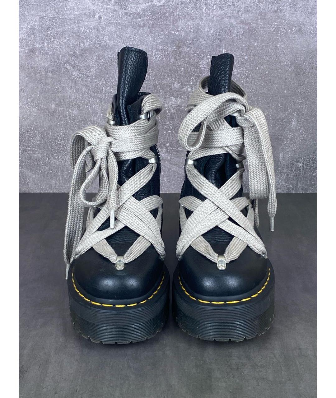 RICK OWENS Черные кожаные высокие ботинки, фото 3