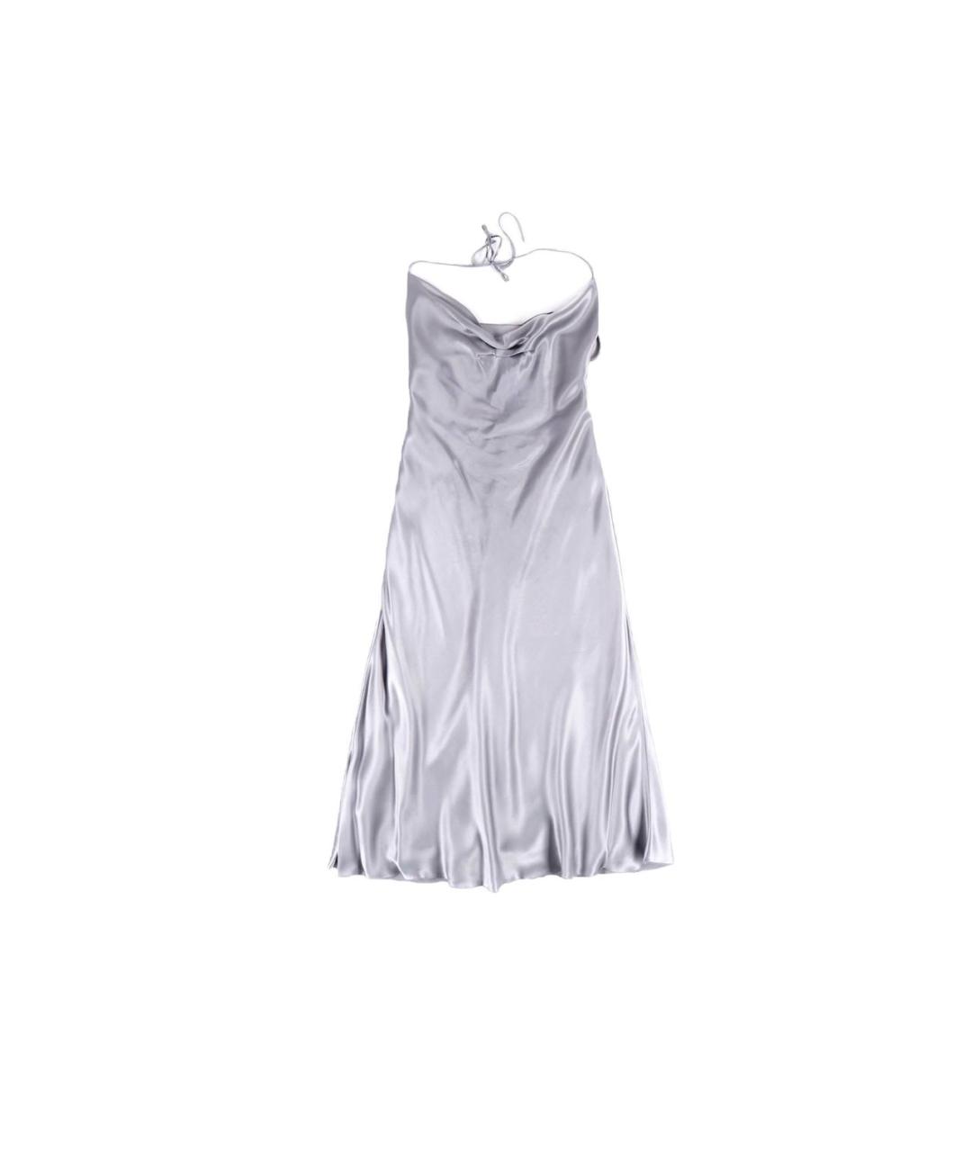 EMPORIO ARMANI Серое шелковое коктейльное платье, фото 6