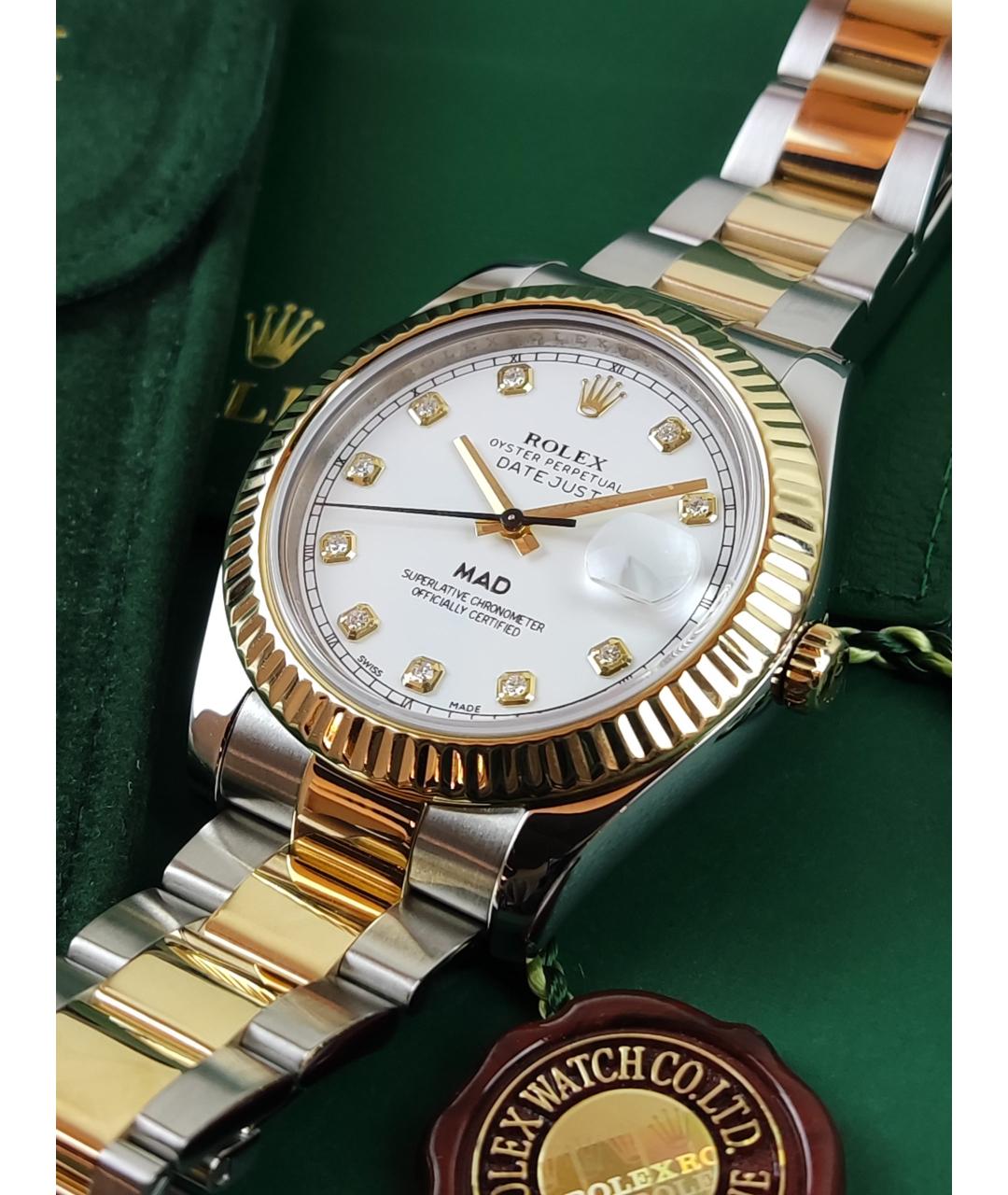 ROLEX Белые часы из желтого золота, фото 3