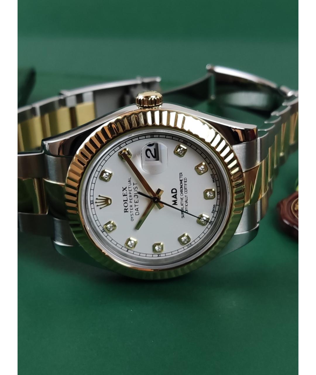 ROLEX Белые часы из желтого золота, фото 4