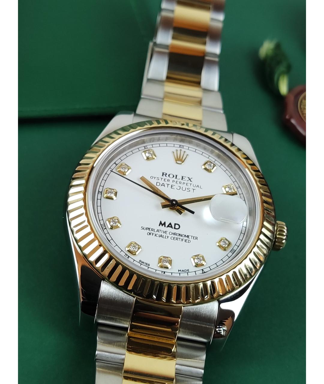 ROLEX Белые часы из желтого золота, фото 6