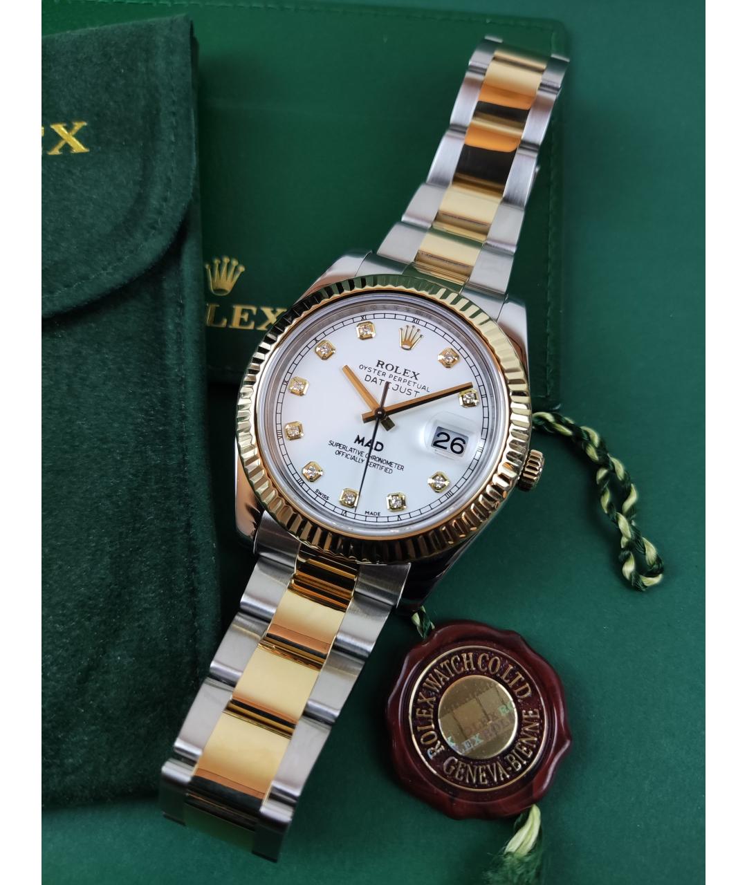 ROLEX Белые часы из желтого золота, фото 2
