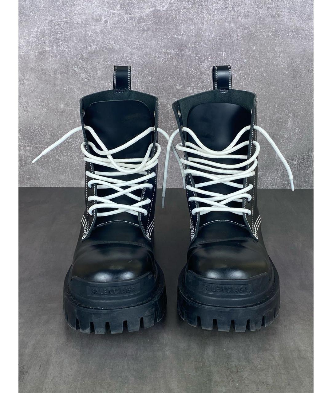 BALENCIAGA Черные кожаные ботинки, фото 3