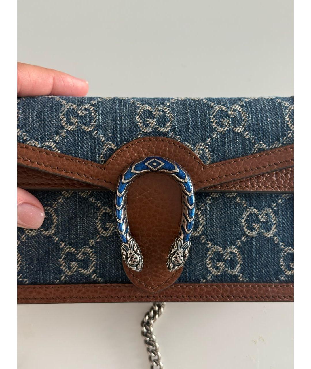 GUCCI Синяя кожаная сумка через плечо, фото 3