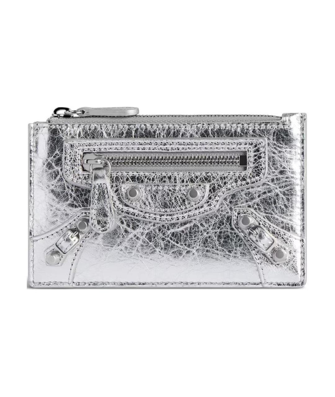 BALENCIAGA Серебрянный кожаный кардхолдер, фото 1