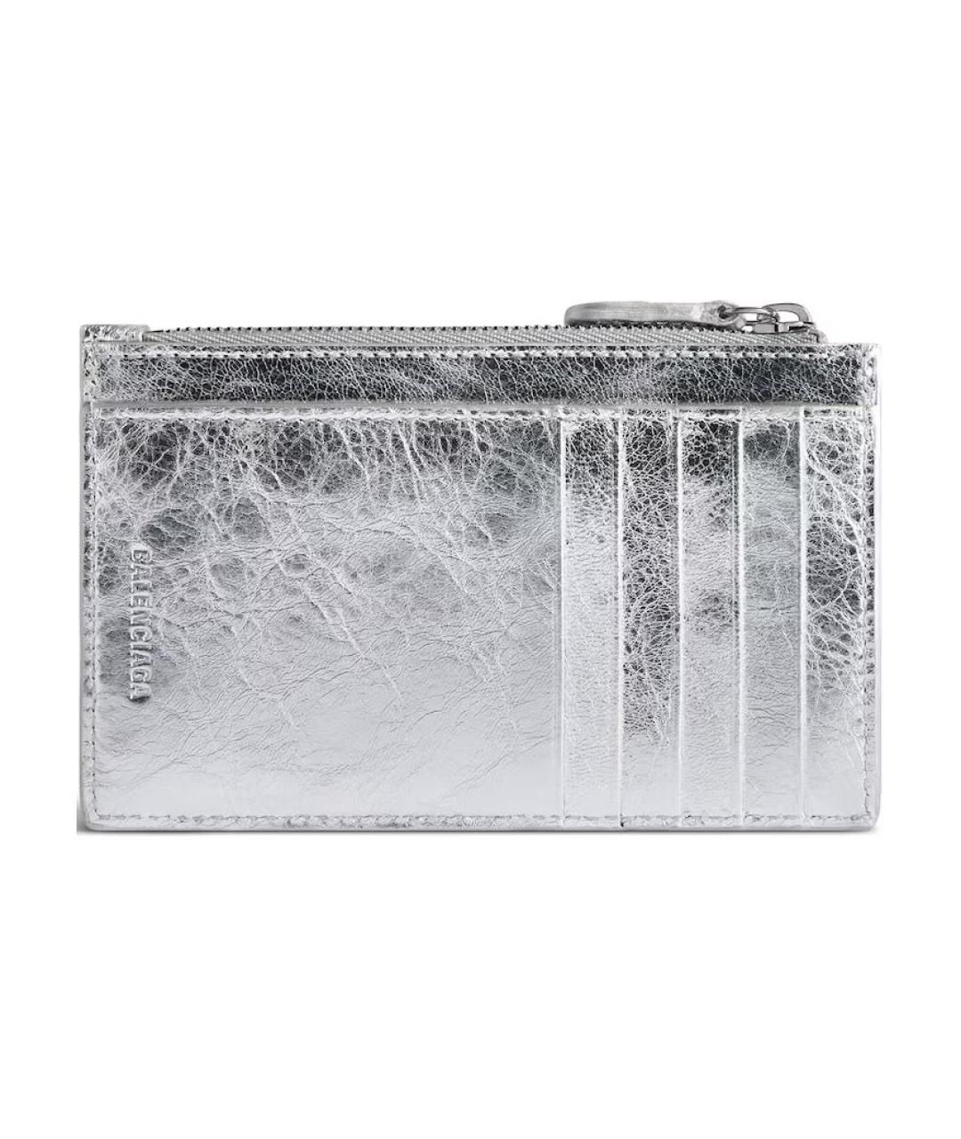 BALENCIAGA Серебрянный кожаный кардхолдер, фото 2