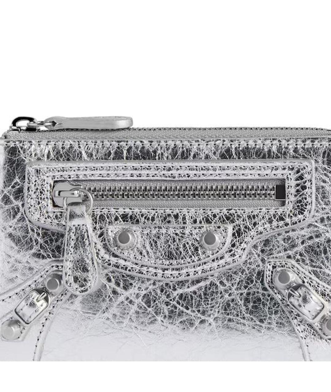 BALENCIAGA Серебрянный кожаный кардхолдер, фото 4