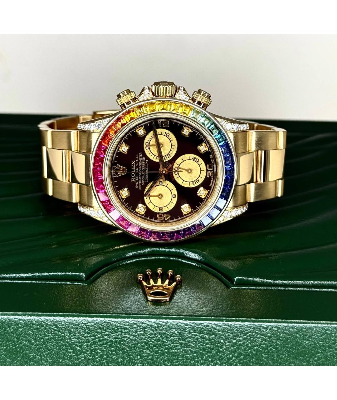 ROLEX Черные часы из желтого золота, фото 2