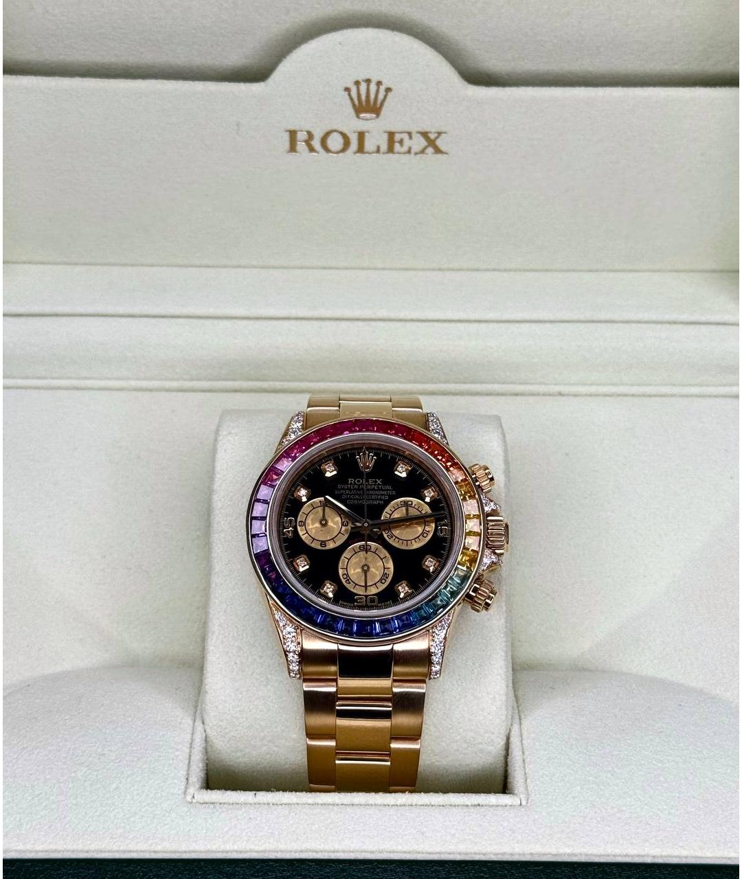 ROLEX Черные часы из желтого золота, фото 5