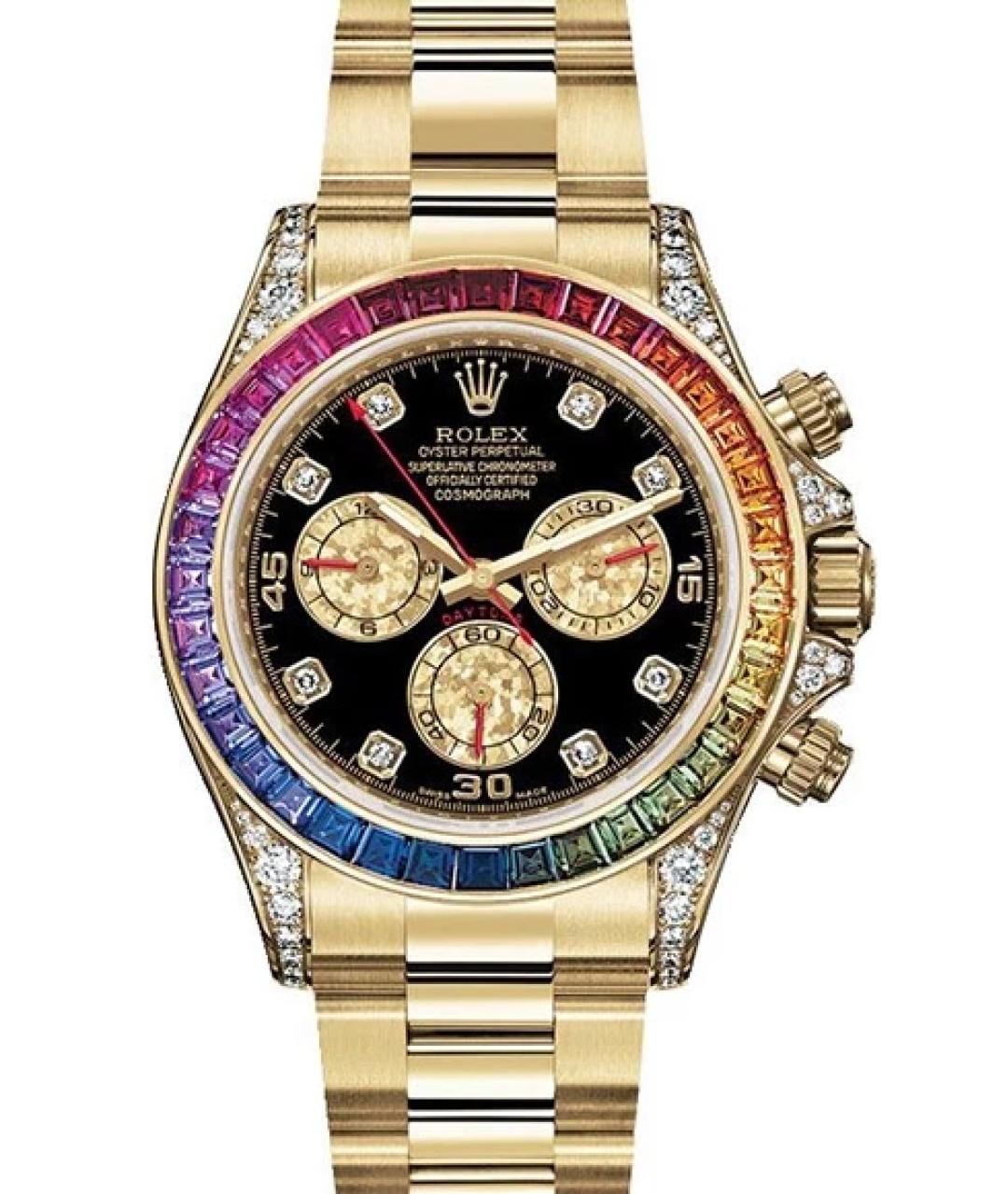 ROLEX Черные часы из желтого золота, фото 6
