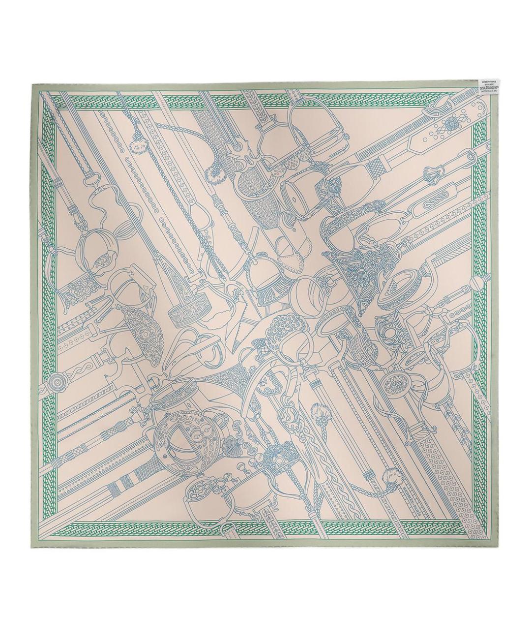 HERMES Зеленый шелковый шарф, фото 3