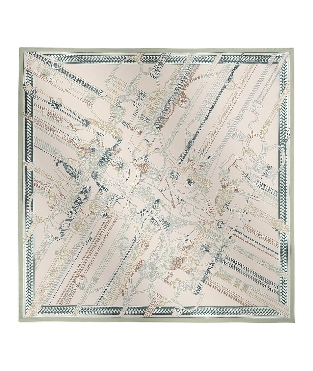 HERMES Зеленый шелковый шарф, фото 1