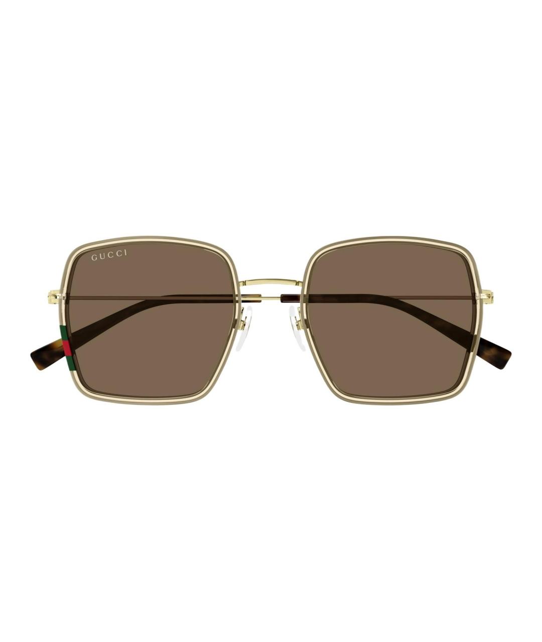 GUCCI Золотые металлические солнцезащитные очки, фото 2